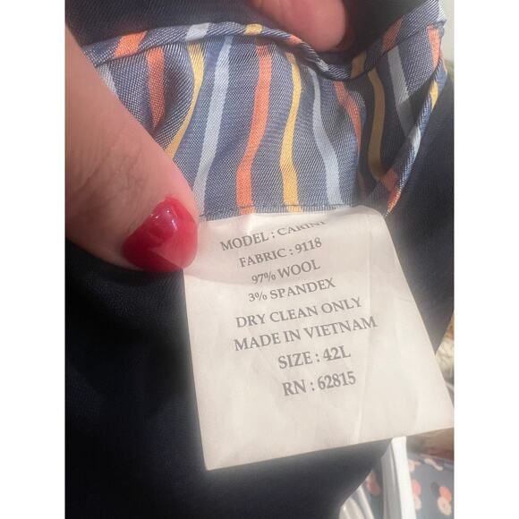 Ibiza Wool Stretch Seersucker Half-Lined Sport Coat Navy Blue Mens Sz 42L Blazer - Picture 6 of 7